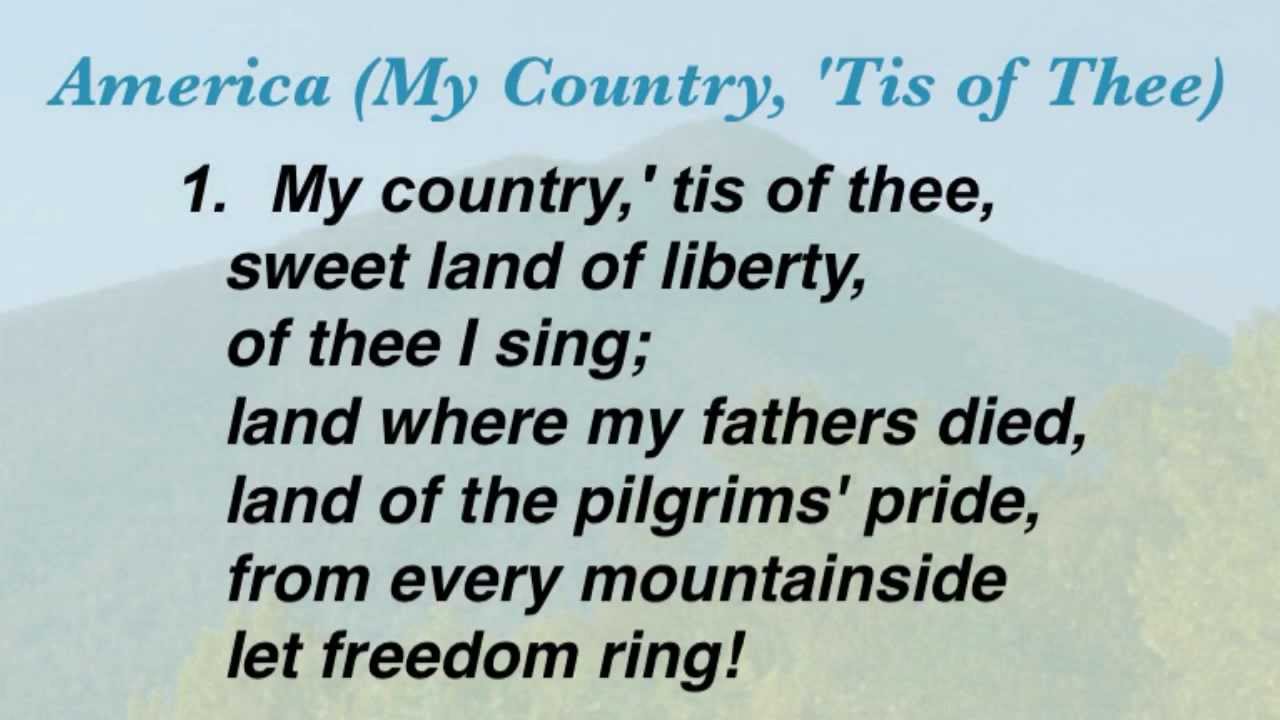 Lyrics to America (My Country, ‘Tis of Thee)