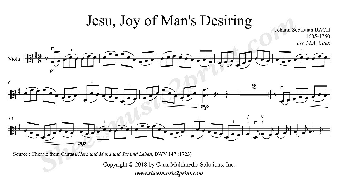 Jesu, Joy of Man's Desiring (or simply "Joy") is the most common English title of a piece of music composed by Johann Sebastian Bach in 1723.