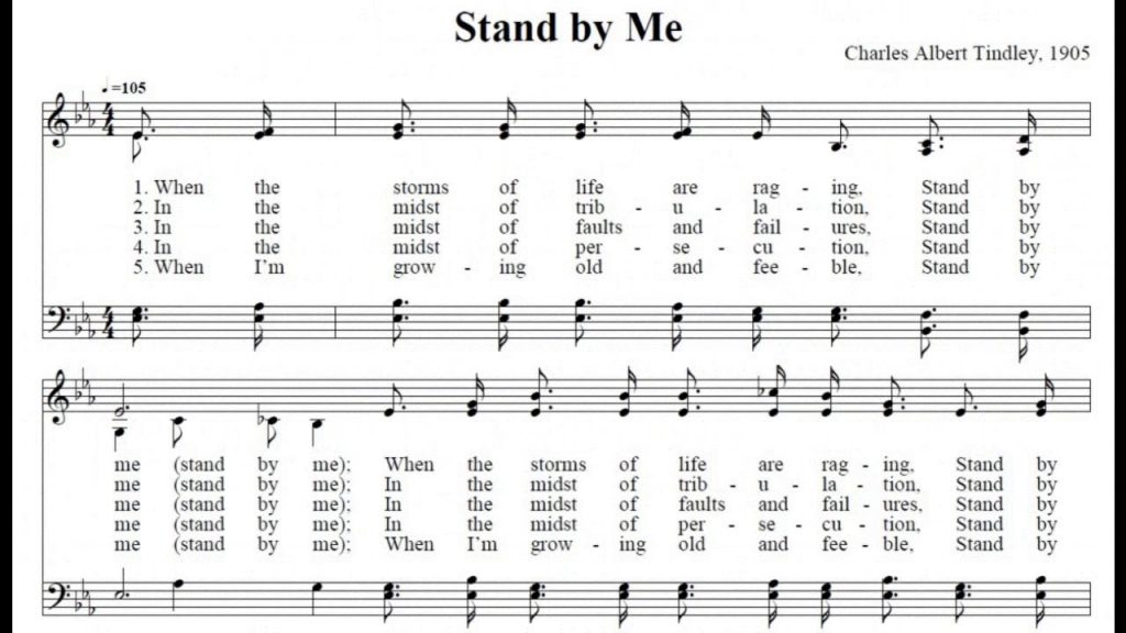 Hymn lyrics to Stand By Me, written and composed by Charles A Tindley - a classic gospel hymn about the Lord's faithfulness