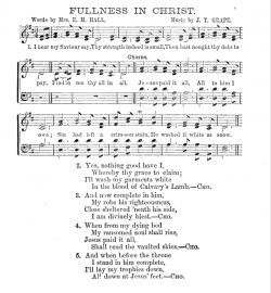 Hymn lyrics to Jesus paid it all, aka. I hear the Savior say thy strength indeed is small - Elvina M. Hall (1865)